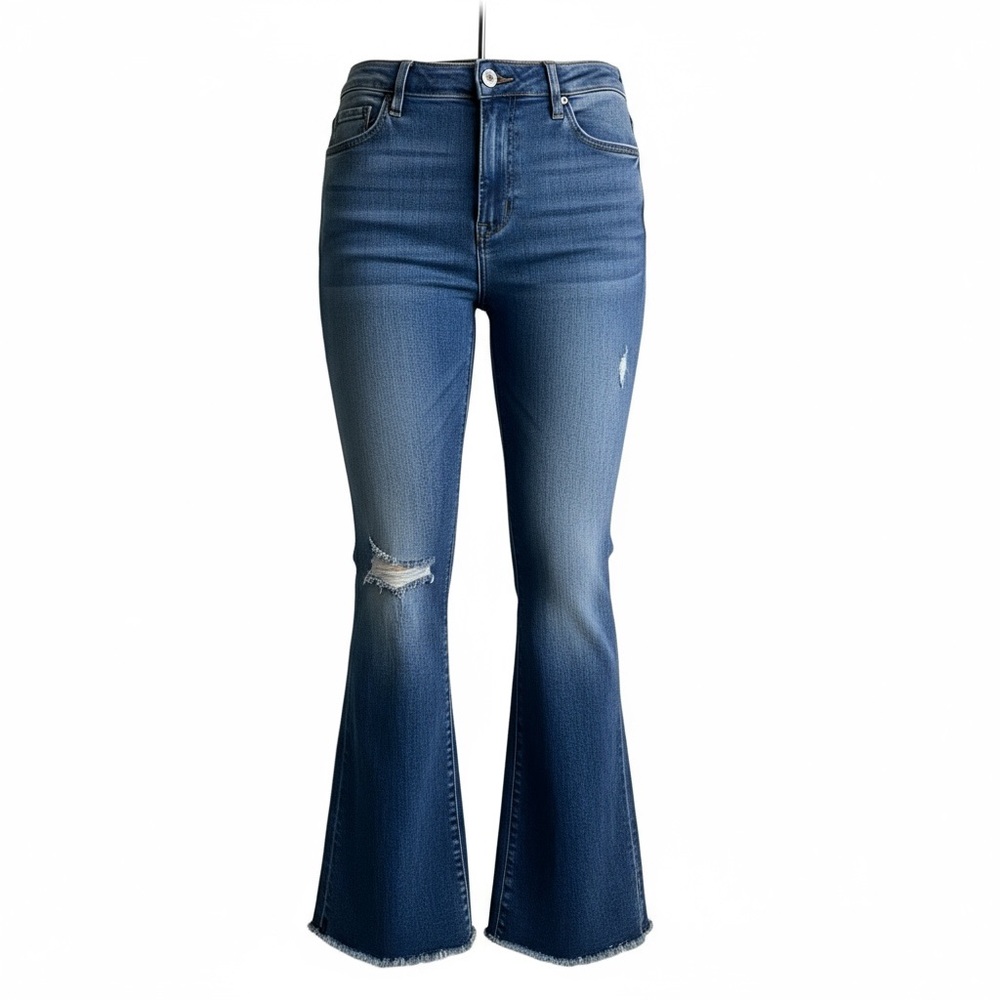 Bayeas Mid Rise Distressed Flare Jeans Size 31‎ Women’s